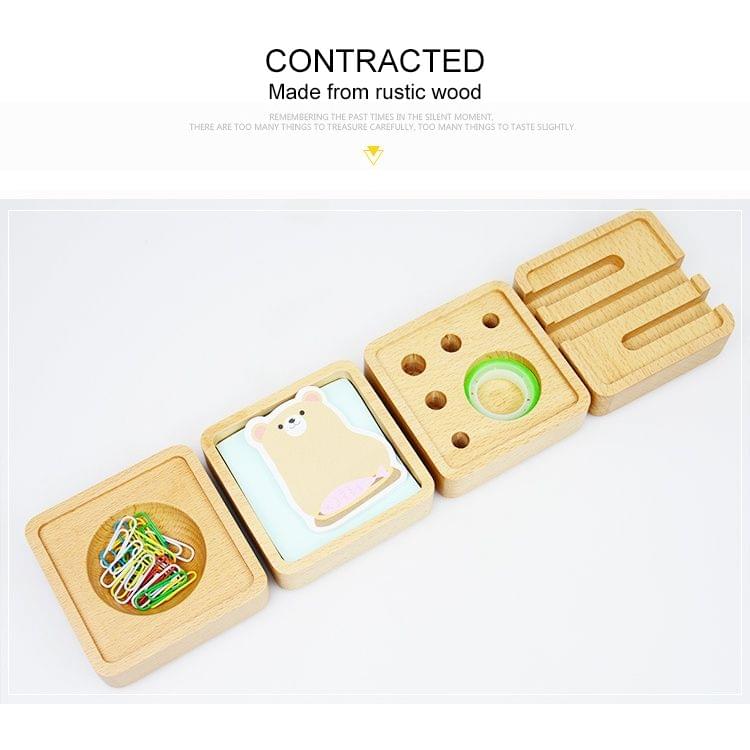 Wooden Multi-functional Offical Mini Lazy Bracket Phone Holder Pen holder Storage Box