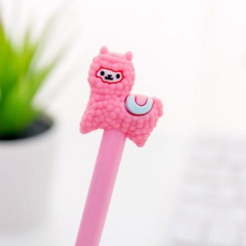 4 PCS Gel Pens Cartoon Creative Alpaca Shape Student Signature Pen(Pink)