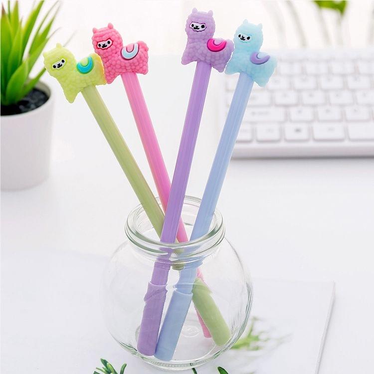 4 PCS Gel Pens Cartoon Creative Alpaca Shape Student Signature Pen(Pink)