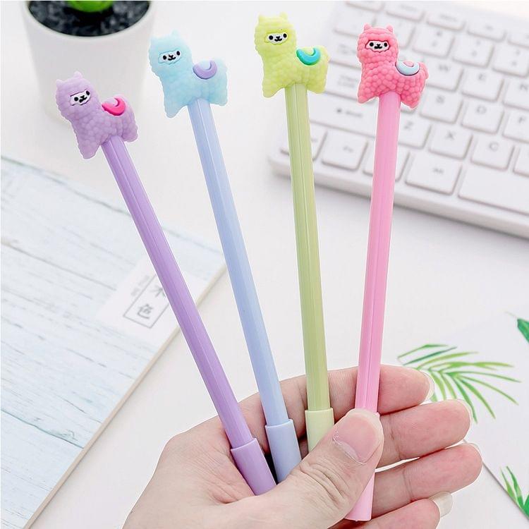 4 PCS Gel Pens Cartoon Creative Alpaca Shape Student Signature Pen(Pink)