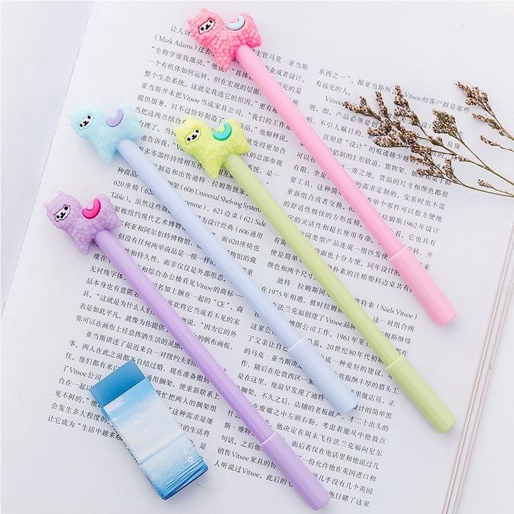 4 PCS Gel Pens Cartoon Creative Alpaca Shape Student Signature Pen(Pink)