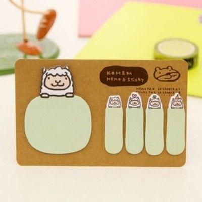Cute Animal Stationery Memo Paper Sticker Bookmark, Size: 14 x 9cm(Green)
