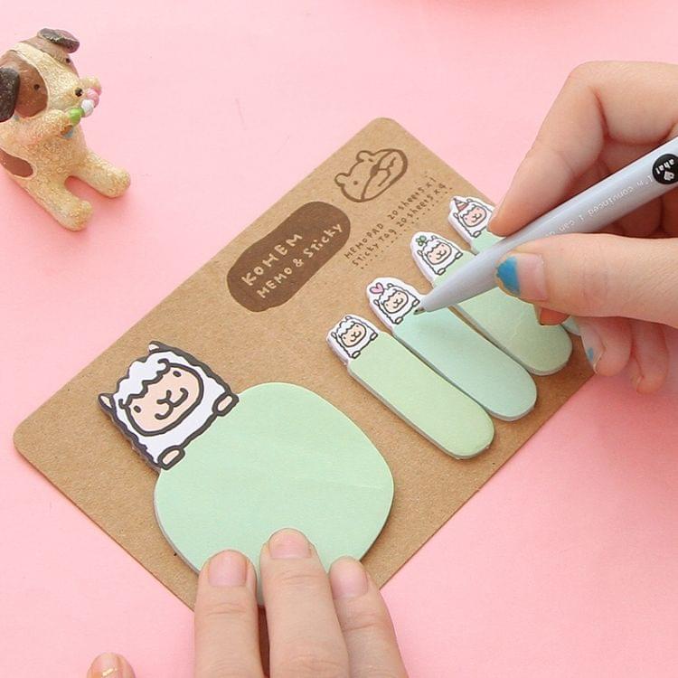 Cute Animal Stationery Memo Paper Sticker Bookmark, Size: 14 x 9cm(Green)