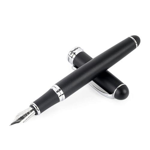 X750 Stationery Stainless Steel Fountain Pen Medium Nib Ink Pens School Oiifice Gift, Nib Size:1.0mm(Matte Black)