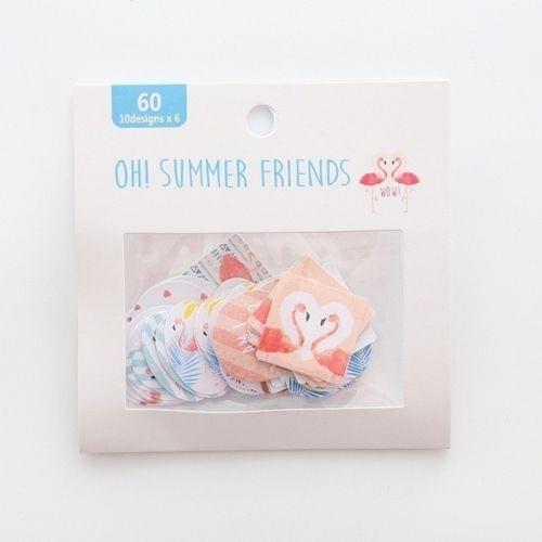 2 PCS Watercolor Adhesive Stickers Decorative Paper Creative Cute Stationery Sticker(Flamingo)