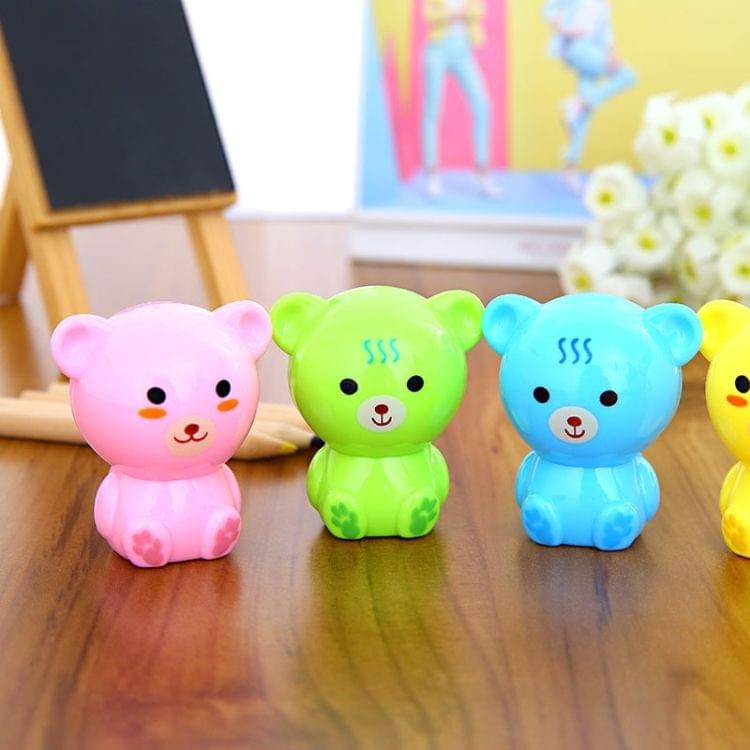 10 PCS Creative Cartoon Bear Pencil Sharpeners Mechanical Machine School Stationery Office Supplies, Random Color Delivery