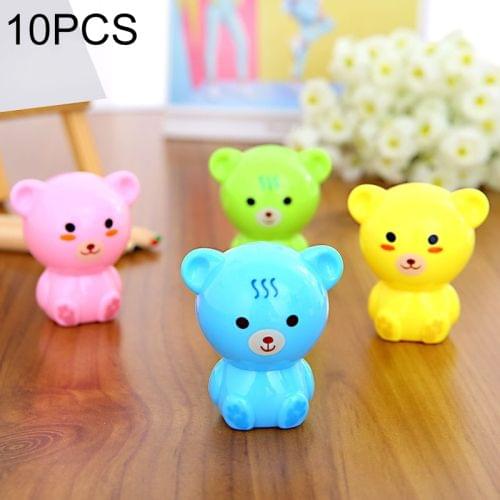 10 PCS Creative Cartoon Bear Pencil Sharpeners Mechanical Machine School Stationery Office Supplies, Random Color Delivery