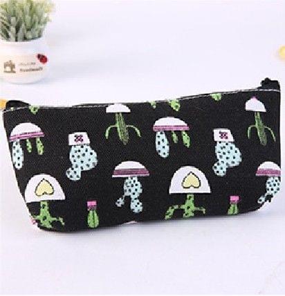 2 PCS Kawaii Cute Cactus Plant Pencil Case School Supplies Pen Case(Black)