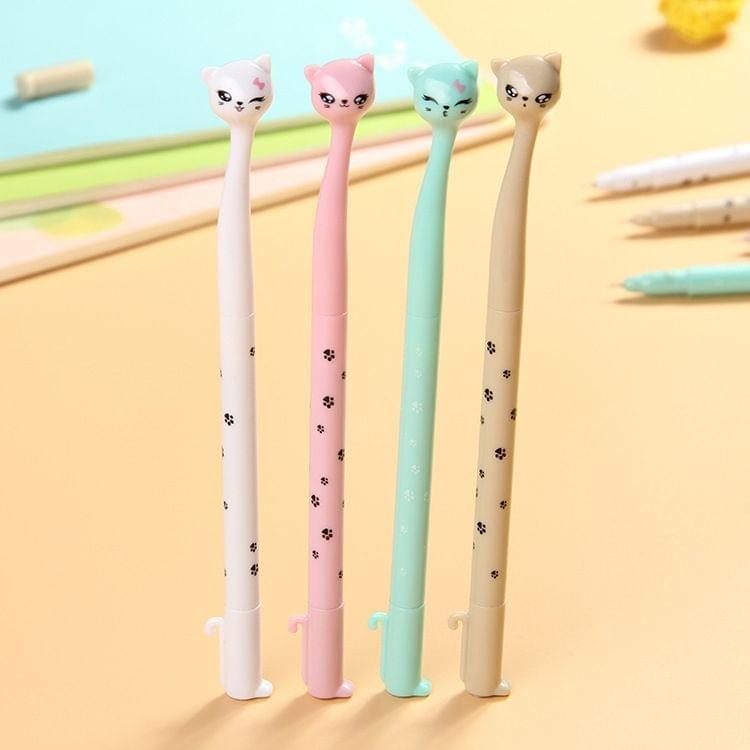 3 PCS Black Ink Refill Creative Cute High Foot Cat Gel Pen 0.5mm Signature Pen School Stationery Office Supply, Random Color Delivery