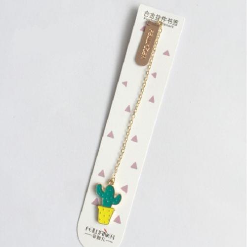 Kawaii Creative Metal Cute Animals Bookmarks Funny Book Marker Stationery Gift(Yellow cactus)