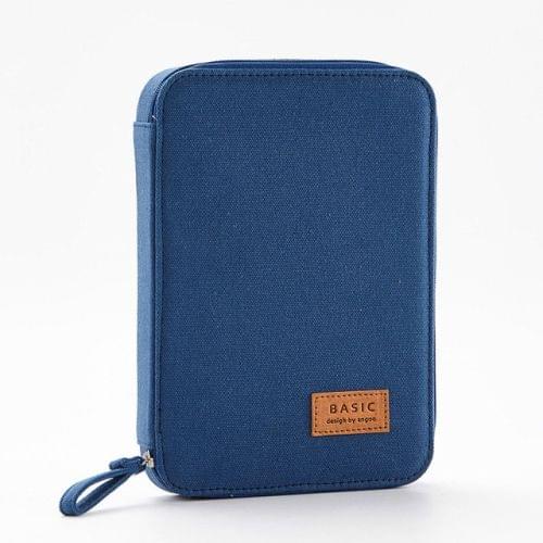 Creative Pencil Case Canvas Zipper Large Capacity Cute Pencil Box Portable Storage Bag School Stationery(Navy)