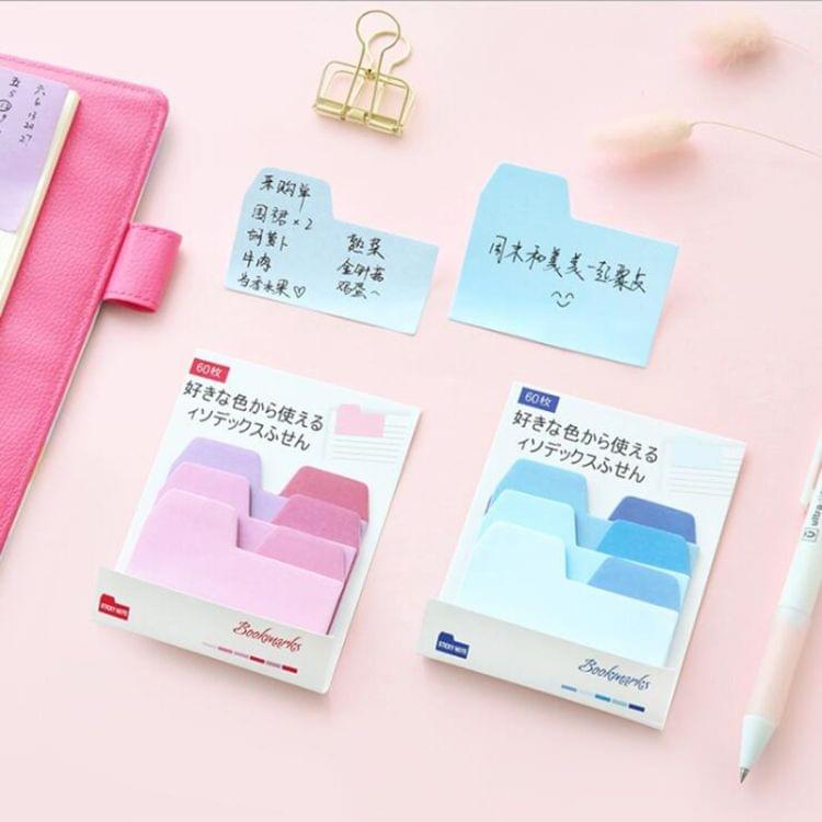 2 PCS Sticky Stickers Color Index Cards Notebooks Paper Pads Memo Notes Paper Stationery(Short green)