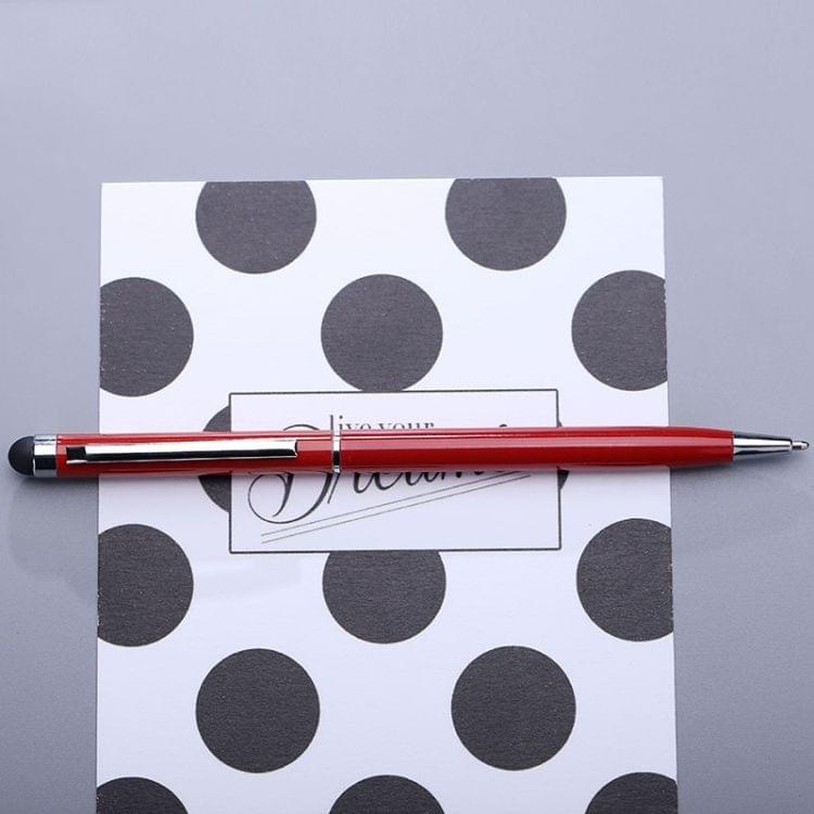 Black Ink Refill New Arrival Metal Rod Rotating Ballpoint Pen Touch Screen Capacitive Stylus, Random Color Delivery