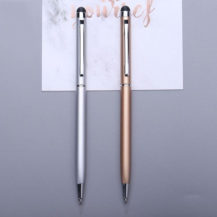 Black Ink Refill New Arrival Metal Rod Rotating Ballpoint Pen Touch Screen Capacitive Stylus, Random Color Delivery