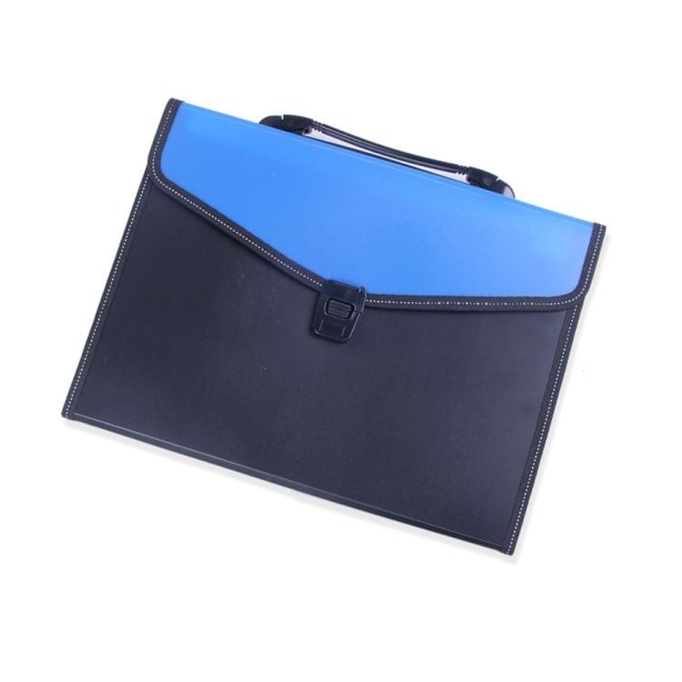 Portable 12-Layer File Pocket A4 Expanding File Classified Folder PP Storage Clip Ticket Package( Blue)