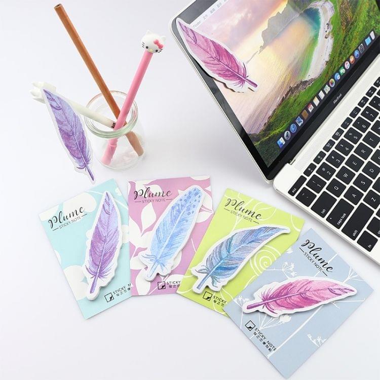 5 PCS Fresh Style Color Feather Stickers Message Notepad Convenience Stickers, Random Color Delivery