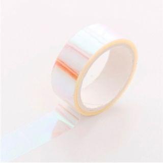 3 PCS Creative Laser Washi Tape Rainbow Color Scrapbooking Masking Tape DIY Sticker Party Decorations School Office Stationery(White)