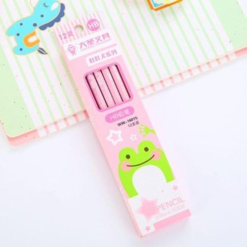 Cute Candy Color Animals HB Pencil Children Writing Sketching Graffiti Pens School Office Supply(Pink Frog)