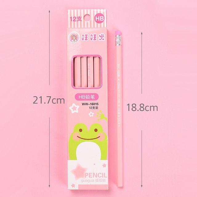 Cute Candy Color Animals HB Pencil Children Writing Sketching Graffiti Pens School Office Supply(Pink Frog)