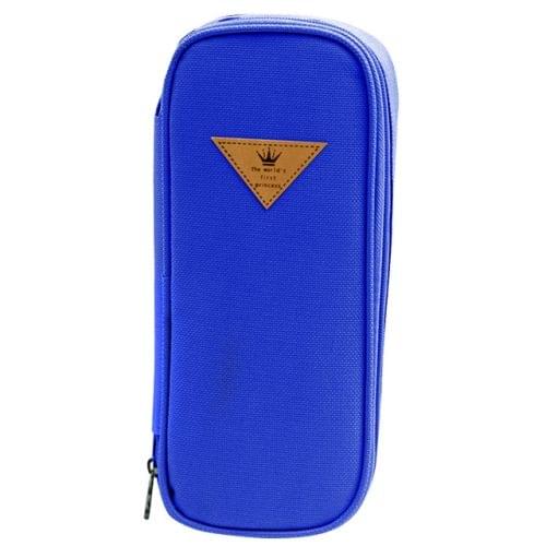 Rectangle Flip Design Pinkycolor Pen Box Pencil Pouch Student Office Stationery Zipper Bag(Dark Blue)