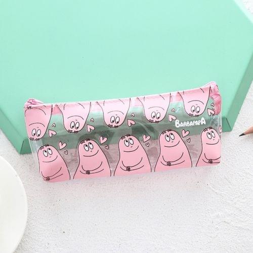 Creative Cartoon Transparent Pink Pencil Case for Girls School Supplies Silicone Pen Case Stationery Students Gift Pencil Bag(Multiple Baba)