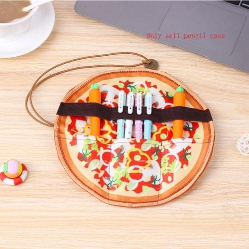 Stationery Box Fun Pancake Shape Student Personality Pencil Case Simulation Pencil Storage Box(Pizza)