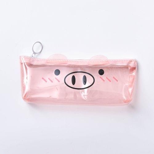 Transparent Pig Pencil Case for Girls Cute PVC Pencil Bag Stationery Pen Pouch School Office Supplies(Cute)