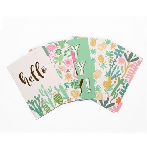 5 PCS A5 Notebook Index Pages Replacement Core Kawaii Diary Planner Dividers 6 Holes Loose Leaf Spiral Labels Journal Accessories, Size:A6(Back In Time)