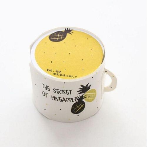 400 Sheets Creative Cute Fruit Cup Shaped Memo Pads Message Note Paper Message Sticky Note(Pineapple)