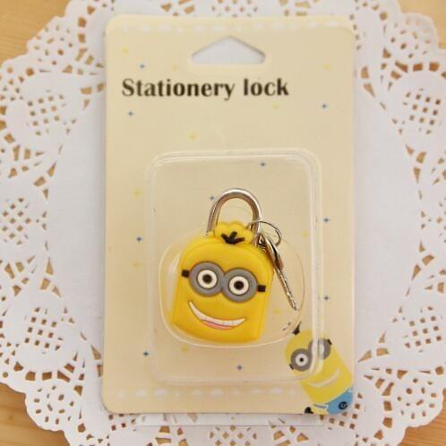 X38 Cute Creative Cartoon Animal Luggage Bag Metal Lock Journal Diary Book Password Lock File Holder Accessories(Yellow 2 eye)