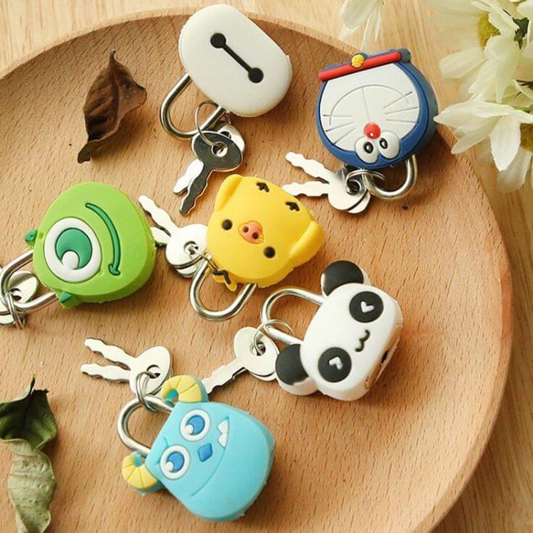 X38 Cute Creative Cartoon Animal Luggage Bag Metal Lock Journal Diary Book Password Lock File Holder Accessories(Yellow 2 eye)