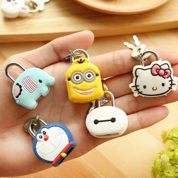 X38 Cute Creative Cartoon Animal Luggage Bag Metal Lock Journal Diary Book Password Lock File Holder Accessories(Yellow 2 eye)