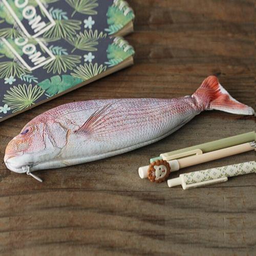 Creative Fish Shape Pencil Case Kawaii Cloth Pencils Bags School Supplies Stationery Pen Bag Gifts(Red)