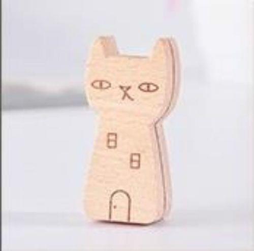 5 PCS Cute Animal Wooden Information Folder Photo Clip Product Display Board Base Notes Message Memo Clip(Cat)