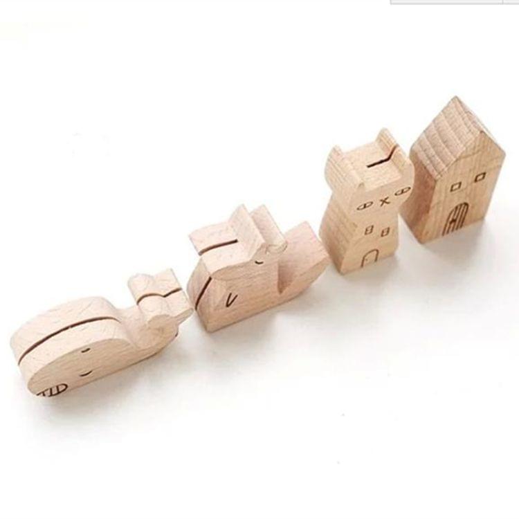 5 PCS Cute Animal Wooden Information Folder Photo Clip Product Display Board Base Notes Message Memo Clip(Cat)