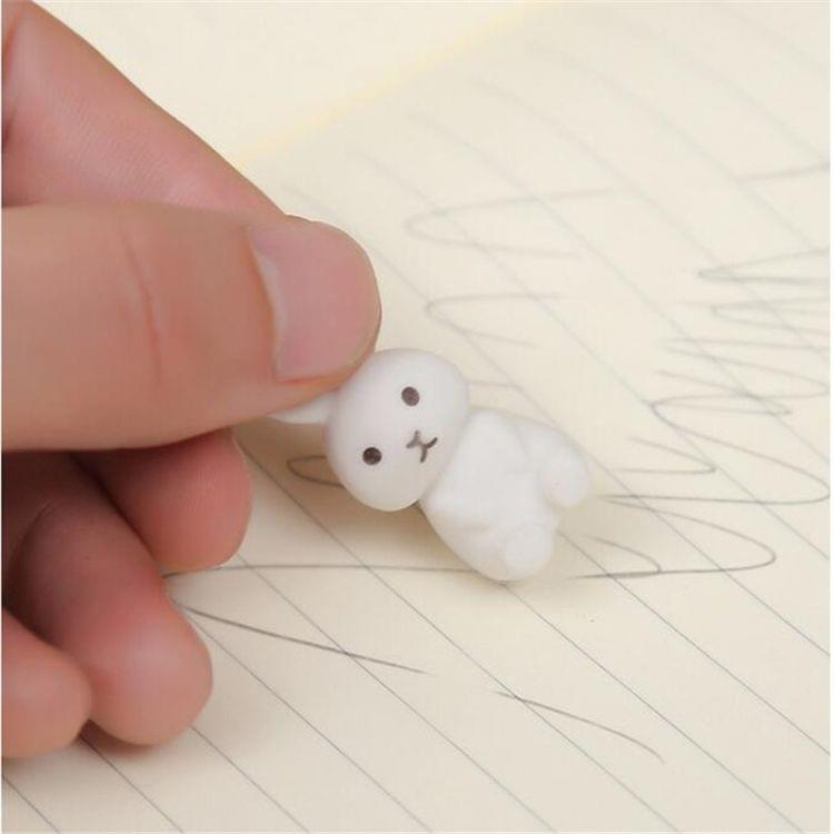 2 PCS Creative Cute Cartoon Rabbit Eraser Art Supplies Children Gifts Random Color Delivery