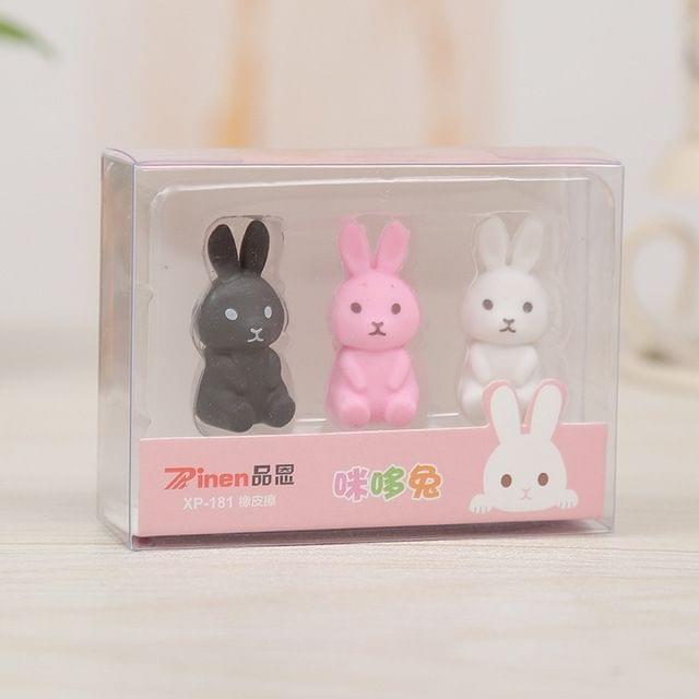 2 PCS Creative Cute Cartoon Rabbit Eraser Art Supplies Children Gifts Random Color Delivery