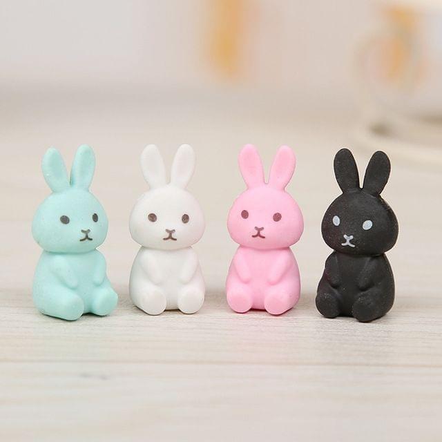 2 PCS Creative Cute Cartoon Rabbit Eraser Art Supplies Children Gifts Random Color Delivery