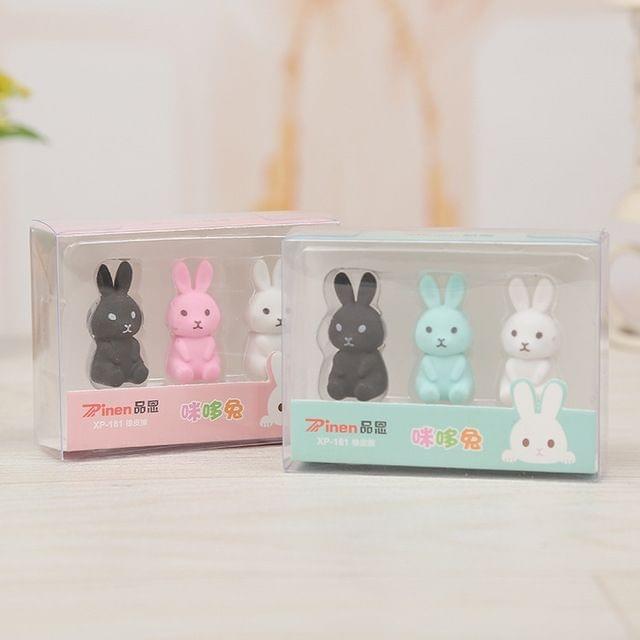 2 PCS Creative Cute Cartoon Rabbit Eraser Art Supplies Children Gifts Random Color Delivery