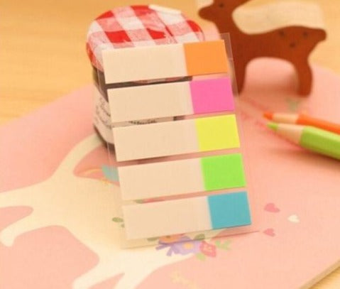 10 PCS Half Color Type Creative Fluorescence Classification Indexes Paste Sticks PET Bookmarks Sticky Note Stationeries