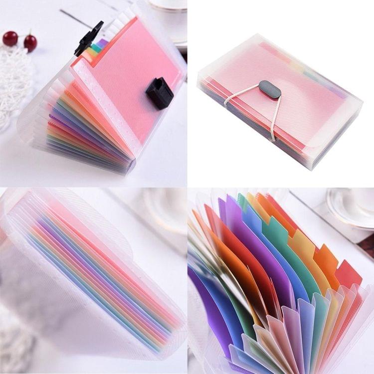 13 Grid Expanding File Folder A6 Document Buckle Lanyard Bag Multicolor Expanding File(Multicolor Buckle)