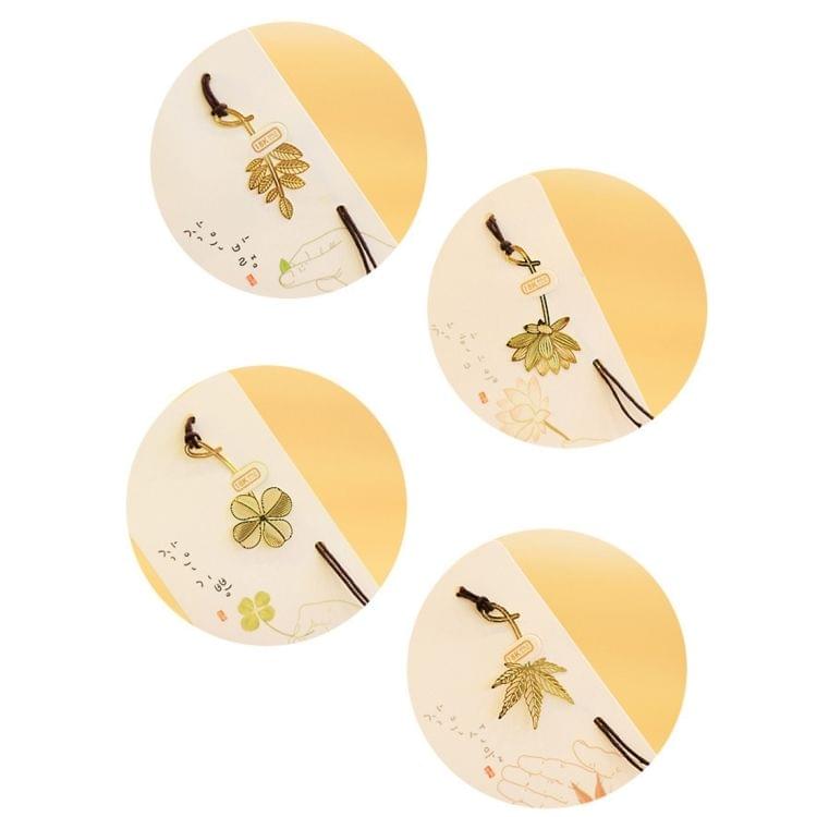 4 PCS Office Supplies Stationery Cute Gold Metal Bookmark Plants Paper Clip for Book, Random Style Delivery