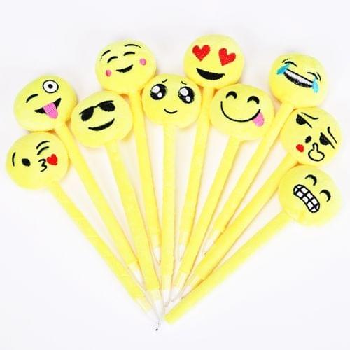 3 PCS Cute Cartoon Plush Ballpoint Pen Emoji Stationery Kids Children Student School Office Supplies, Random Color Delivery