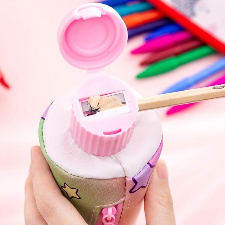 Toothpaste Pencil Case School Pencil Sharpener Pencilcases Stationery Student Zipper Pen Box Leather Pencil Bag(Rainbow unicorn)