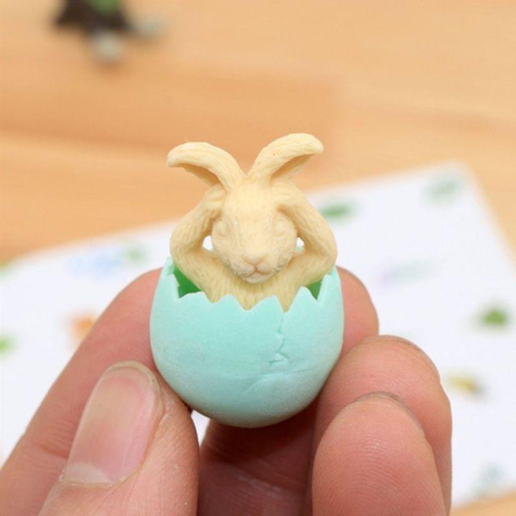 GZ173 10 PCS Cute Cartoon Eggshell Rabbit Eraser Office School Supplies Student Stationery Random Color Delivery