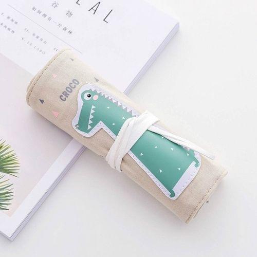 3 PCS Kawaii Animals Pattern Pencil Case Pencil Case Cute Candy Color Pencil Bag Kids School Office Stationery Supplies(Baby Crocodile)