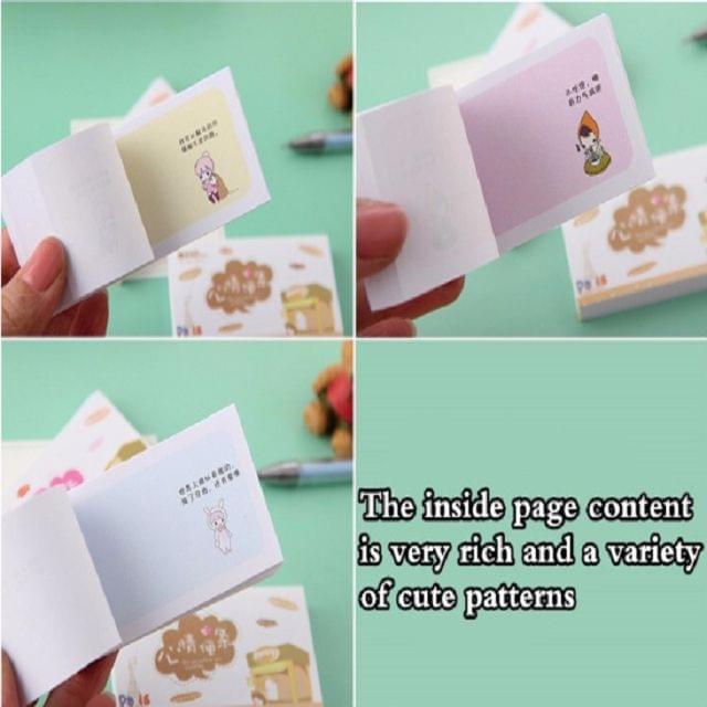 5 PCS Mini Cute Kawaii Mood Note Pattern Notebook Memo Pad Blank Paper, Random Color Delivery