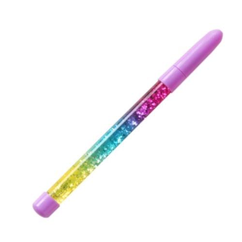 Cute Fairy Stick Drift Sand Glitter Crystal Pen Rainbow Color Creative Ball Pen Kids Gift(Purple fairy pen)