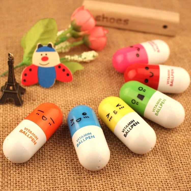 50 PCS Creative Cute Retractable Capsule Expression Ballpoint Pens Gift School Stationery Office Supply, Random Color Delivery