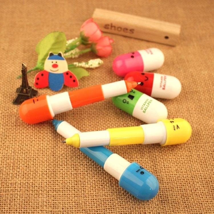 50 PCS Creative Cute Retractable Capsule Expression Ballpoint Pens Gift School Stationery Office Supply, Random Color Delivery